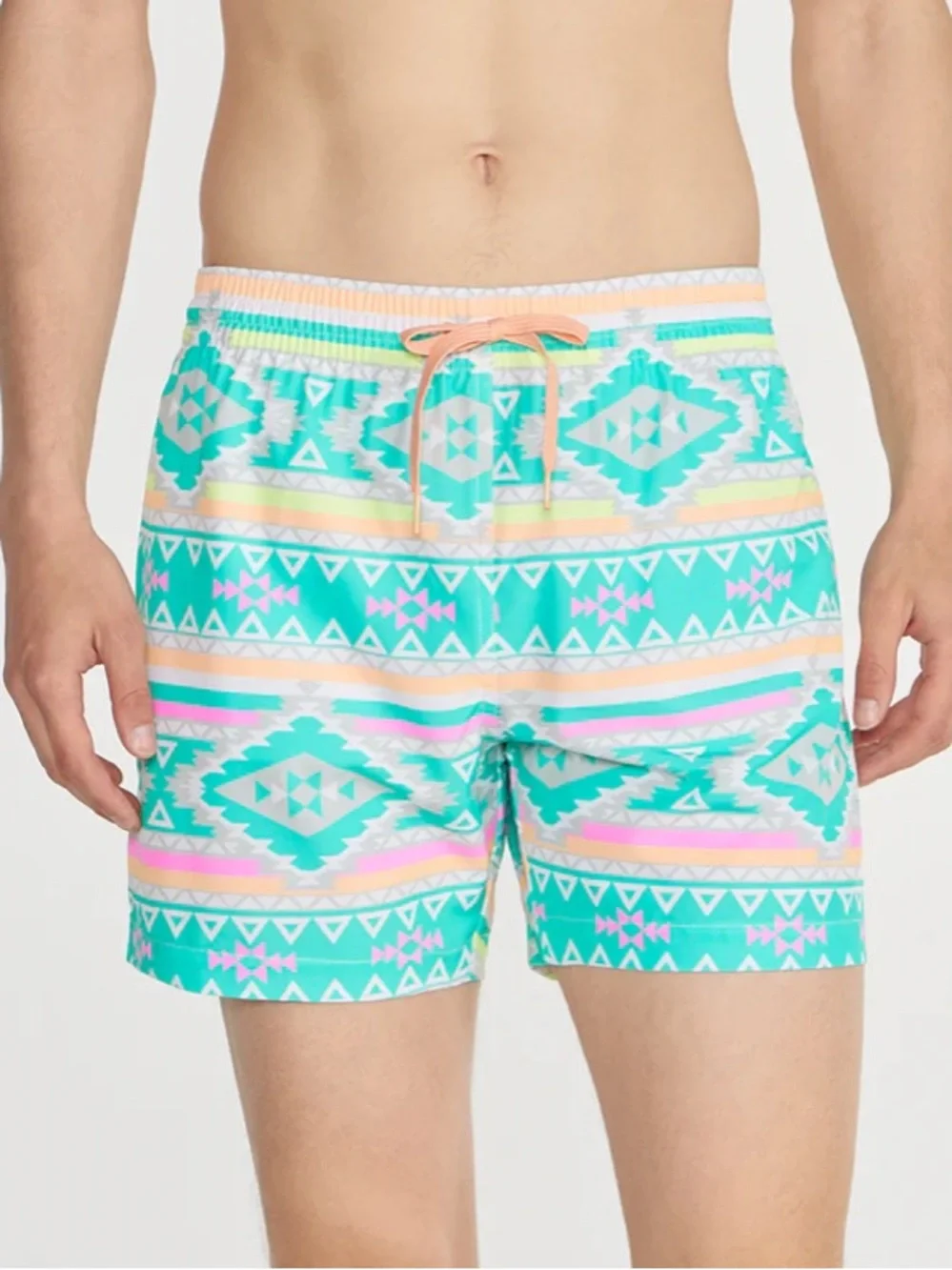 Chubbies Teal Aztec-Pattern Swim Trunks En Fuegos 4